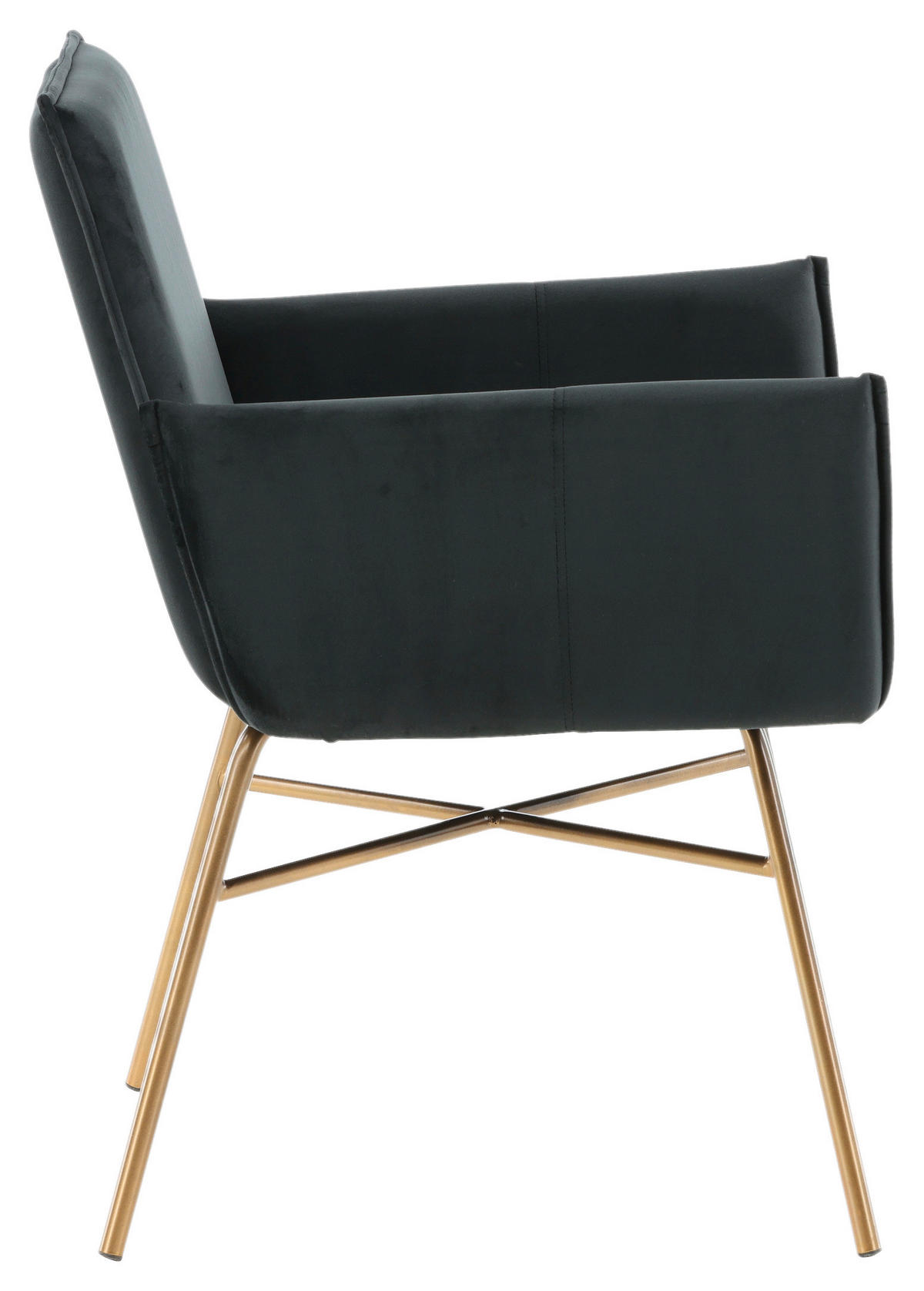 STUHL  in Stahl Samt Metall, Textil  - Messingfarben/Schwarz, Design, Textil/Metall (57/87/60cm) - Livetastic