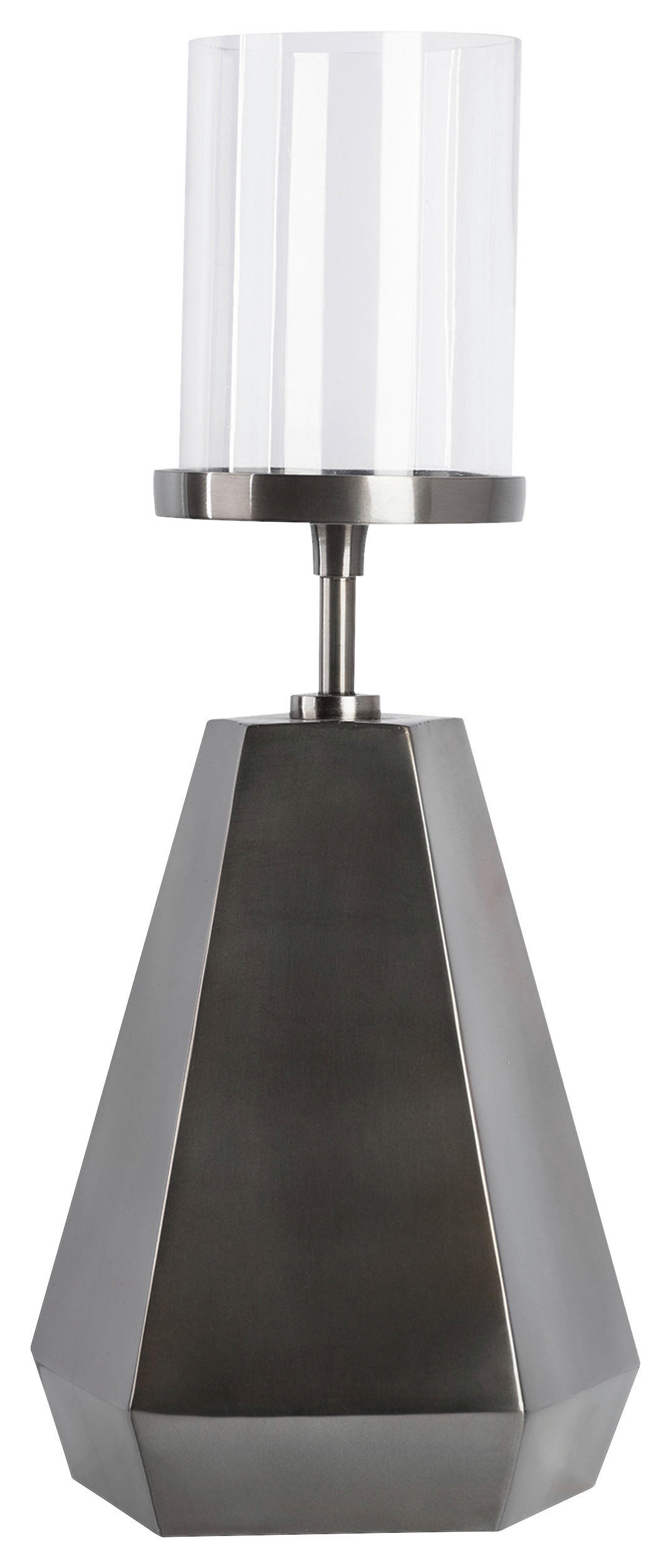 KERZENHALTER - Schwarz/Nickelfarben, Trend, Glas/Metall (20.5/20.5/48cm) - Kayoom