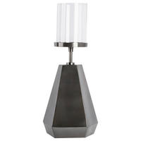 KERZENHALTER - Schwarz/Nickelfarben, Trend, Glas/Metall (20.5/20.5/48cm) - Kayoom