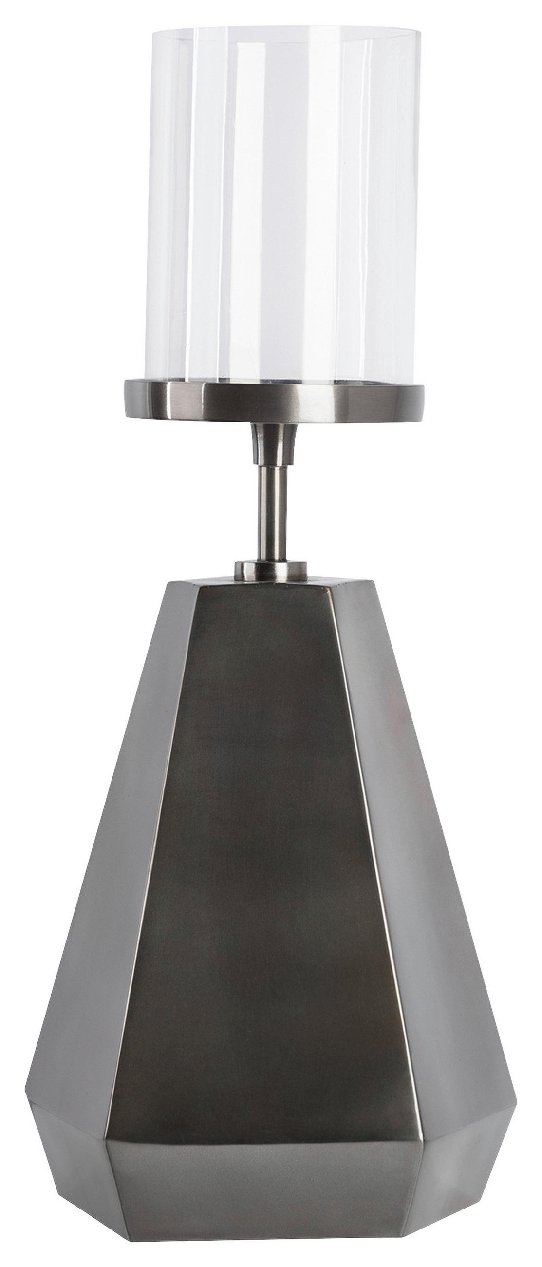 KERZENHALTER - Schwarz/Nickelfarben, Trend, Glas/Metall (20.5/20.5/48cm) - Kayoom