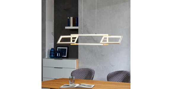 LED-HÄNGELEUCHTE 100 cm - Nickelfarben, Design, Kunststoff/Metall (100cm) - Ambiente