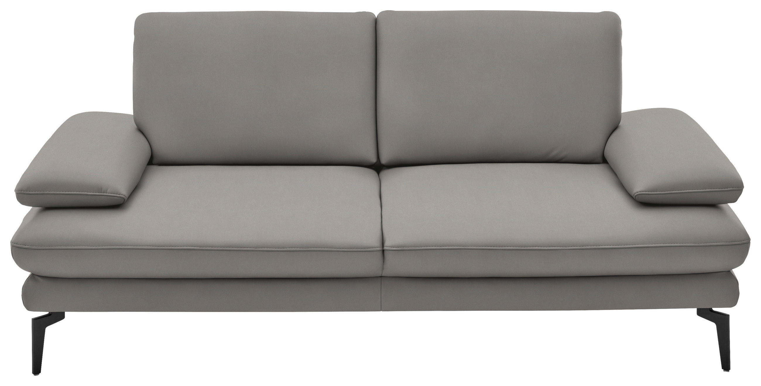 2,5-SITZER in Echtleder Silberfarben  - Silberfarben/Schwarz, Design, Leder/Metall (196/86/104cm) - Dieter Knoll