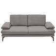 2,5-SITZER in Leder Silberfarben  - Silberfarben/Schwarz, Design, Leder/Metall (196/86/104cm) - Dieter Knoll