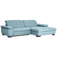 ECKSOFA in Webstoff Hellblau  - Schwarz/Hellblau, Design, Textil/Metall (265/180cm) - Carryhome