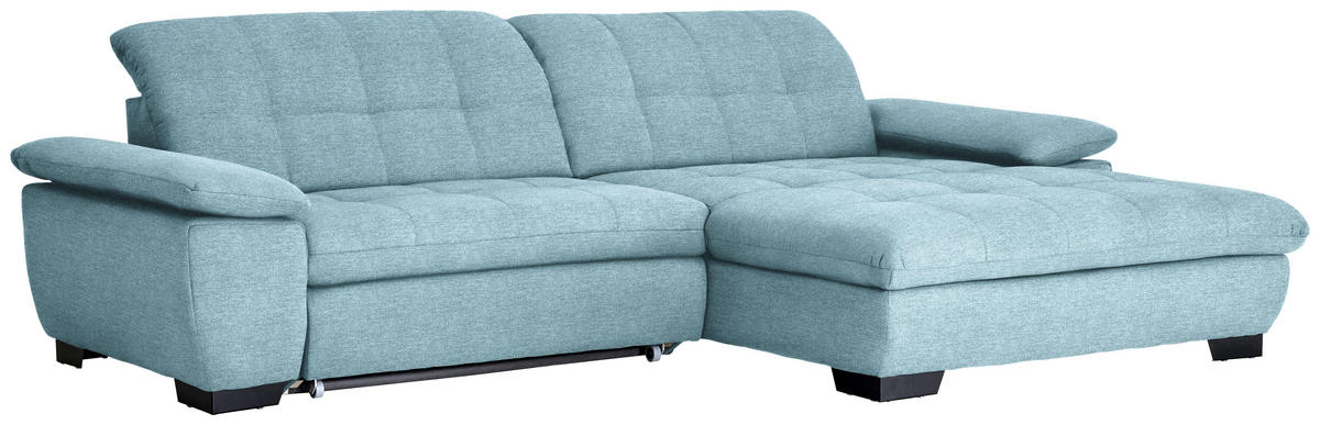 ECKSOFA in Webstoff Hellblau  - Schwarz/Hellblau, Design, Textil/Metall (265/180cm) - Carryhome