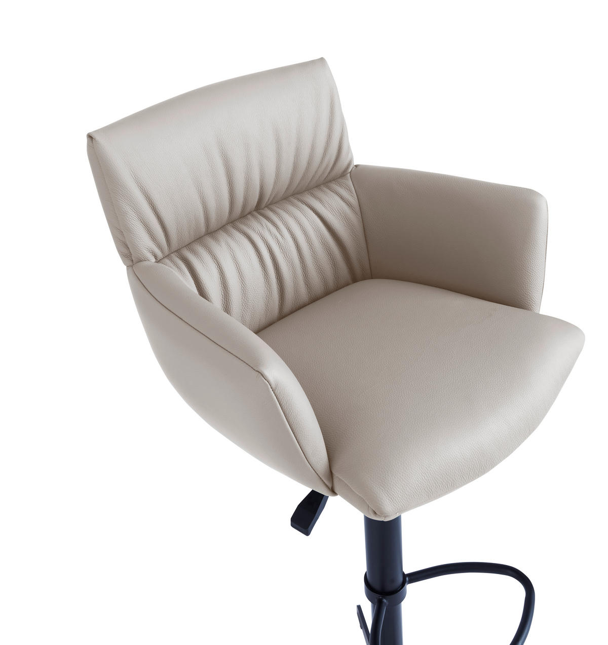 BARHOCKER Echtleder Schwarz, Cappuccino Eisen Lederauswahl, Stoffauswahl, Sitzfläche 360° drehbar, automatische Rückholfunktion  - Schwarz/Cappuccino, Design, Leder/Metall (58/88-112/58cm) - Dieter Knoll