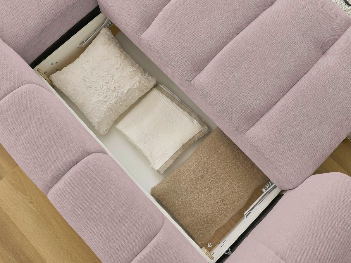 ECKSCHLAFSOFA FUJI Leinenoptik Pink  inkl.  - Pink/Schwarz, MODERN, Kunststoff/Textil (292/160cm)