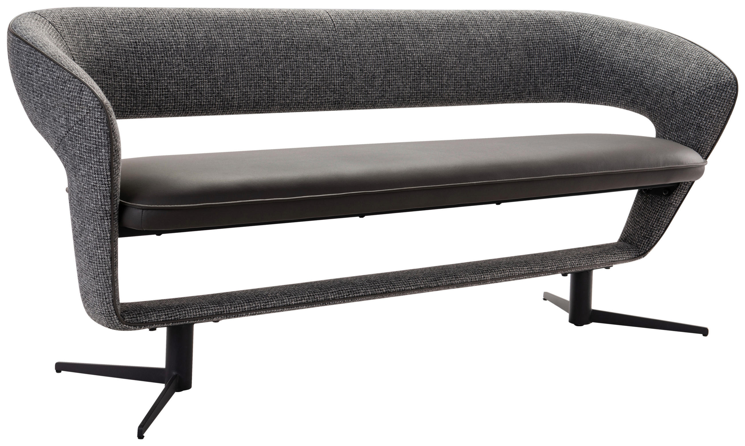 SITZBANK 182/83/62 cm  in Dunkelgrau  - Dunkelgrau/Schwarz, Design, Textil/Metall (182/83/62cm) - Moderano