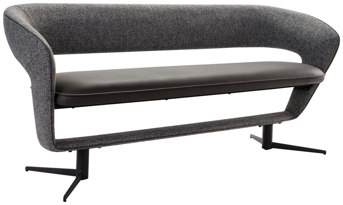 SITZBANK 182/83/62 cm  in Dunkelgrau  - Dunkelgrau/Schwarz, Design, Textil/Metall (182/83/62cm) - Moderano