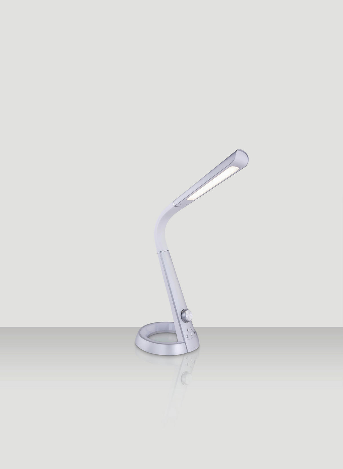 LED ÍRÓASZTALI LÁMPA - ezüstszínű/fehér, Design, műanyag (34,3/18,3/64cm) - Novel