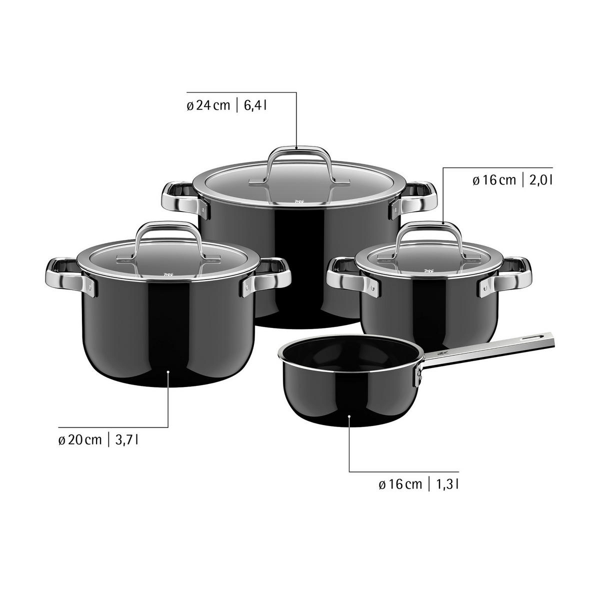 KOCHTOPFSET Fusiontec Mineral Pro 4-teilig  - Schwarz, Basics, Metall (60/30/33cm) - WMF