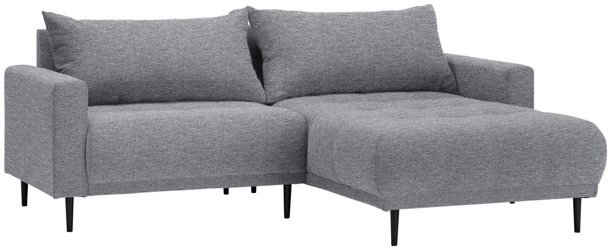 ECKSOFA in Flachgewebe Dunkelgrau  - Dunkelgrau/Schwarz, Design, Holz/Textil (160/215cm) - Stylife