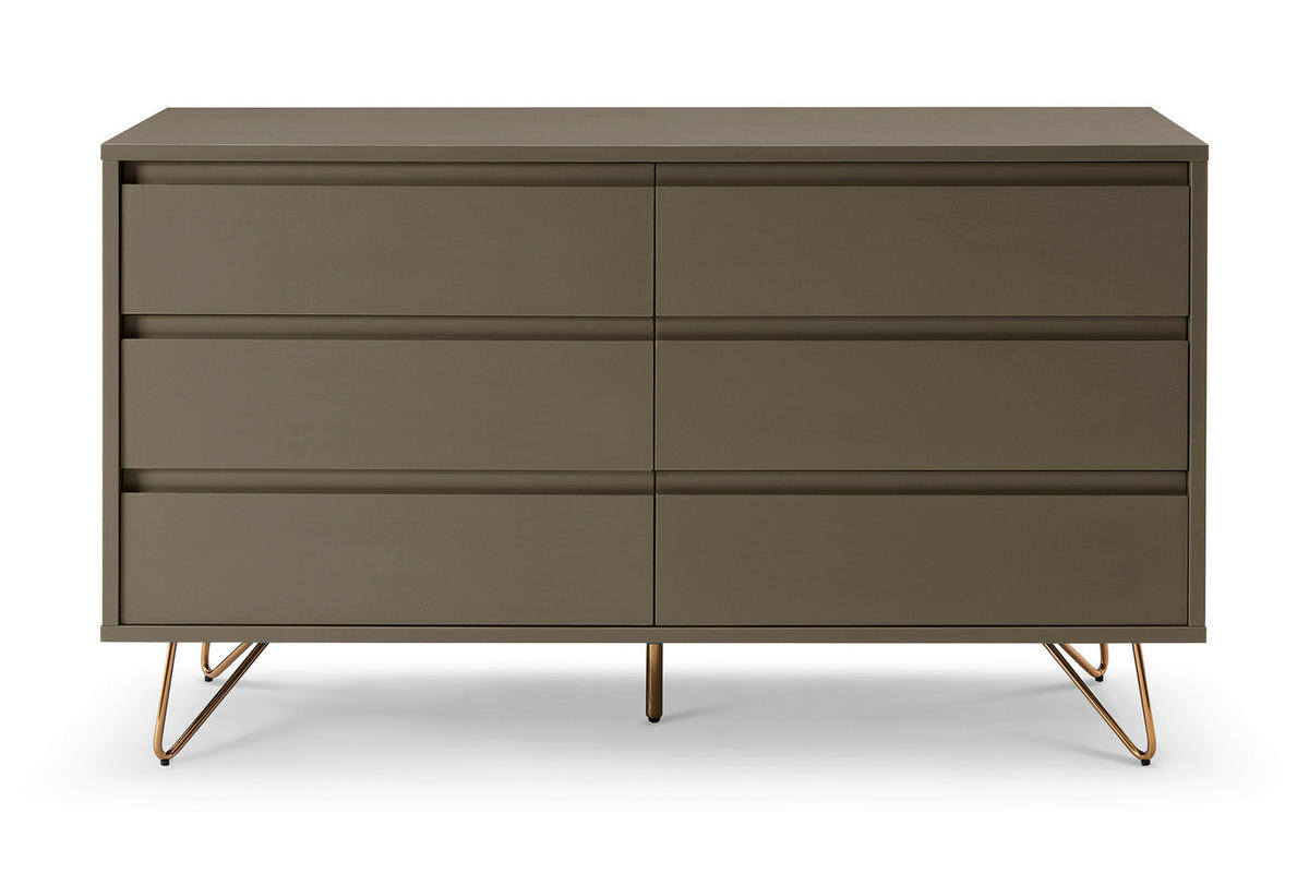 KOMMODE  in 120/70/40 cm  - Messingfarben/Grau, Design, Holzwerkstoff/Metall (120/70/40cm) - Livetastic
