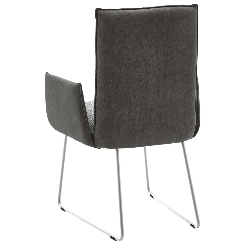 Thumbnail - Dieter Knoll Armlehnstuhl, Grau, Edelstahl, Dunkelgrau, Metall, Textil, Kufe, 59x93x59 cm, Goldenes M, Beinauswahl, Lede...