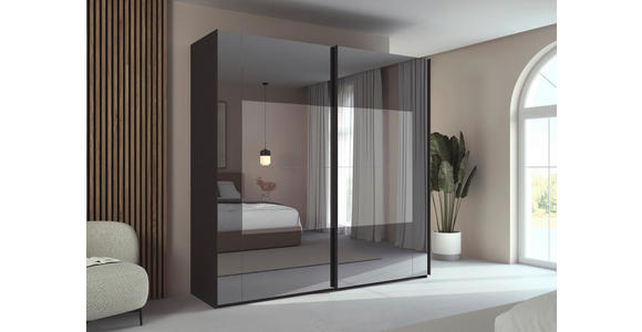 SCHWEBETÜRENSCHRANK  in Graphitfarben  - Graphitfarben, Design, Glas/Holzwerkstoff (226/223/68cm) - Xora