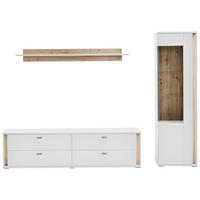 WOHNWAND  in Weiß, Eiche Artisan  275/207,5/44,2 cm  - Dunkelgrau/Weiß, Design, Glas/Holzwerkstoff (275/207,5/44,2cm) - Stylife