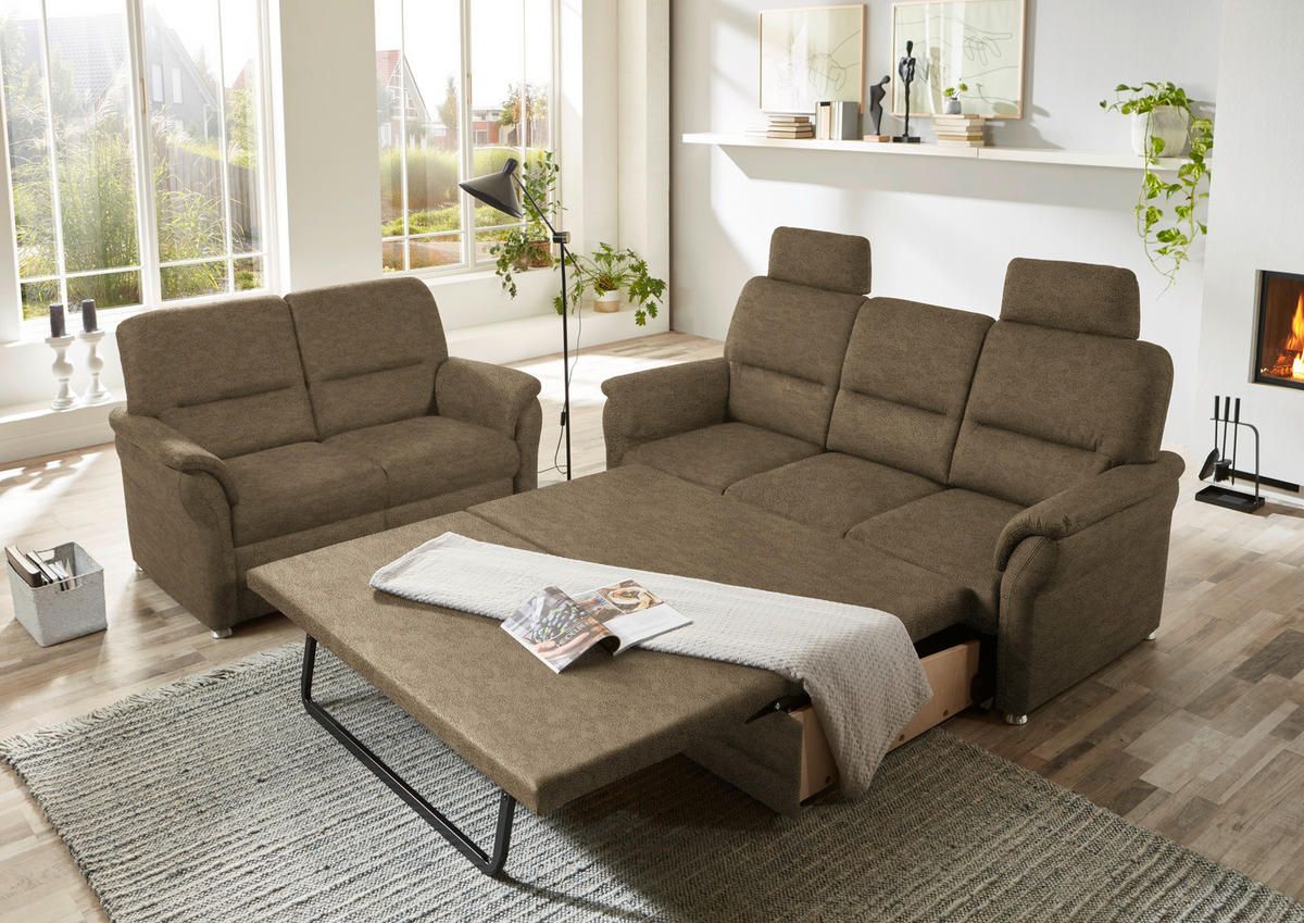 SITZGARNITUR Mikrofaser Grün  - Alufarben/Grün, KONVENTIONELL, Textil/Metall (192/96/89cm) - Beldomo Comfort