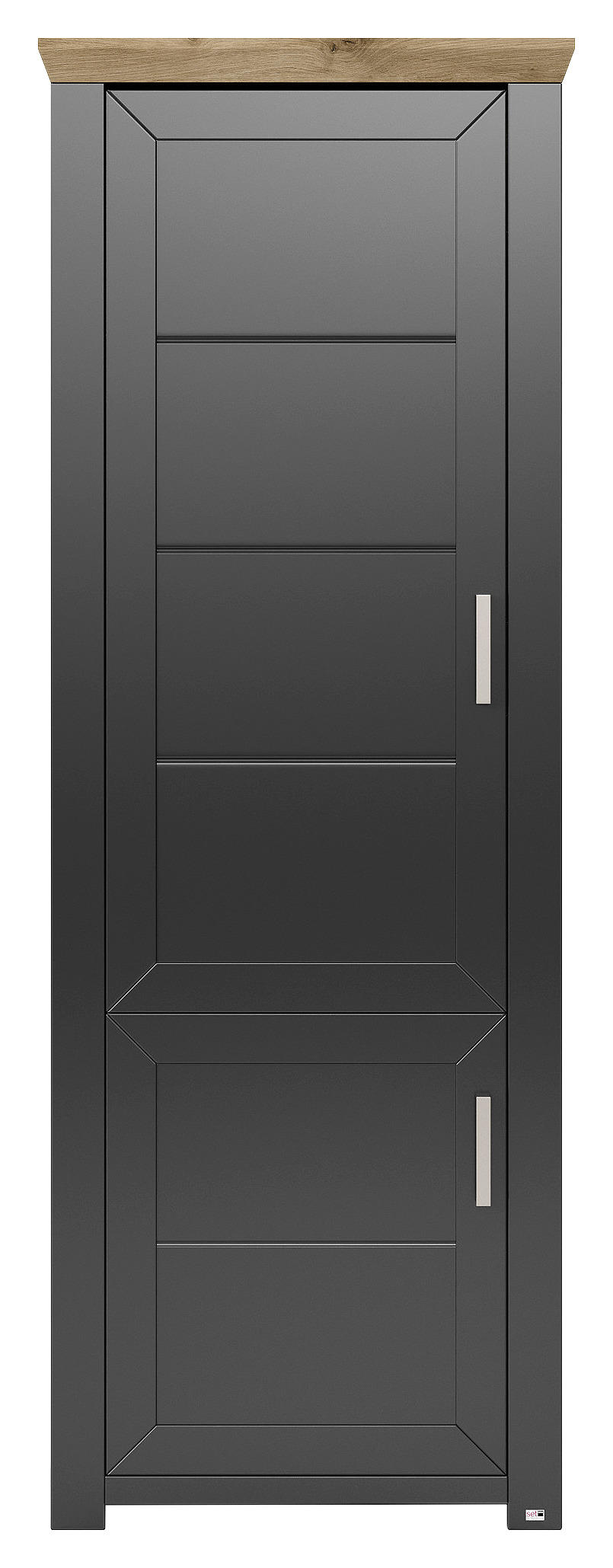 SCHRANK Graphitfarben, Eiche Artisan - Graphitfarben/Eiche Artisan, Design, Holzwerkstoff/Metall (74,5/206,6/42,2cm) - SetOne by Musterring