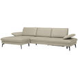 ECKSOFA in Echtleder Ecru  - Ecru/Schwarz, Design, Leder/Metall (157/325cm) - Dieter Knoll