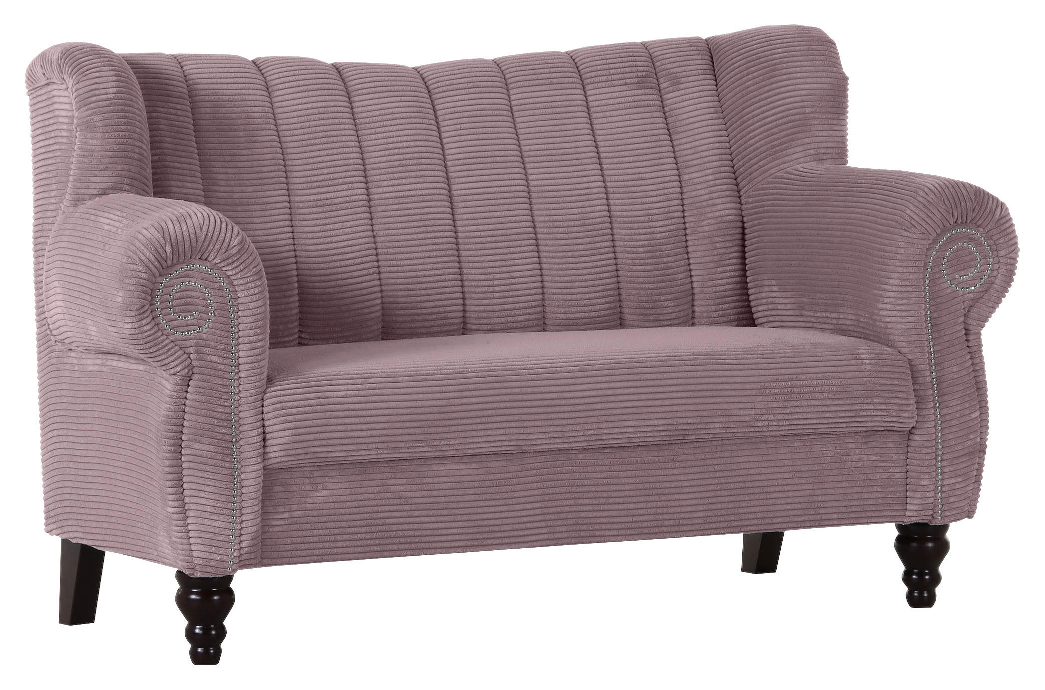 2-SITZER-SOFA Cord Flieder  - Dunkelbraun/Flieder, Design, Holz/Textil (168/96/75cm)