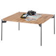COUCHTISCH Eiche massiv 80/80/38 cm quadratisch Naturfarben, Schwarz  - Schwarz/Naturfarben, Design, Holz/Metall (80/80/38cm) - Linea Natura