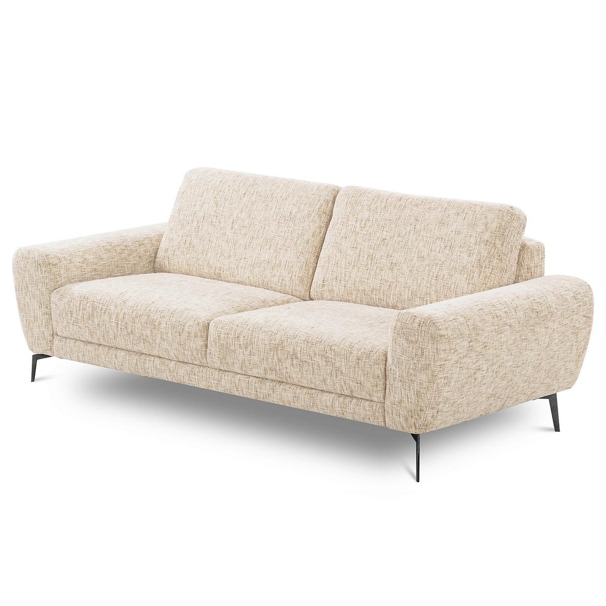 3-SITZER-SOFA SPRING Webstoff Beige  - Beige/Schwarz, Design, Textil/Metall (187/85/92cm) - Livetastic