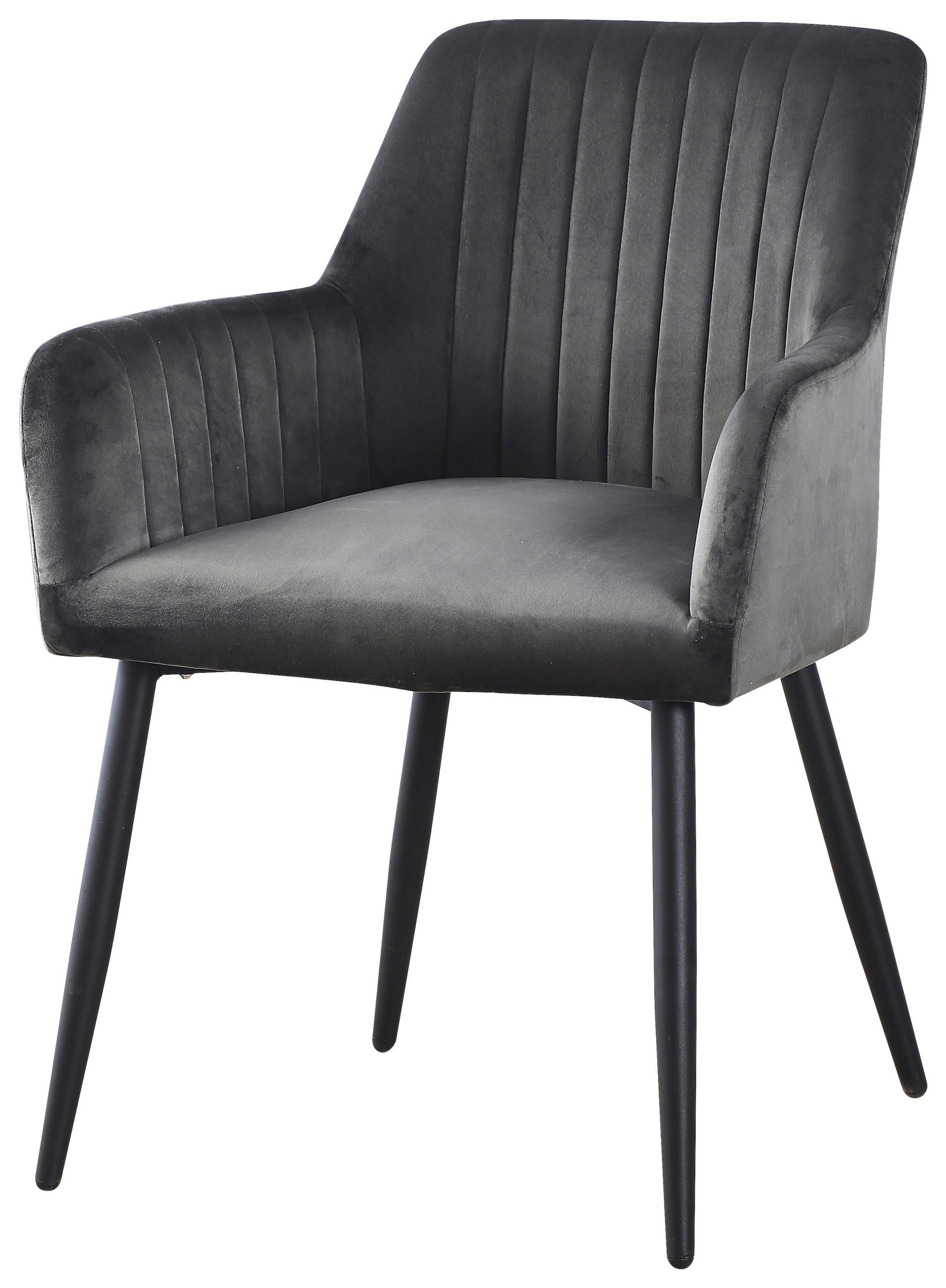 ARMLEHNSTUHL  in Eisen Samt  - Schwarz/Grau, MODERN, Holz/Textil (63/85/63cm) - MID.YOU