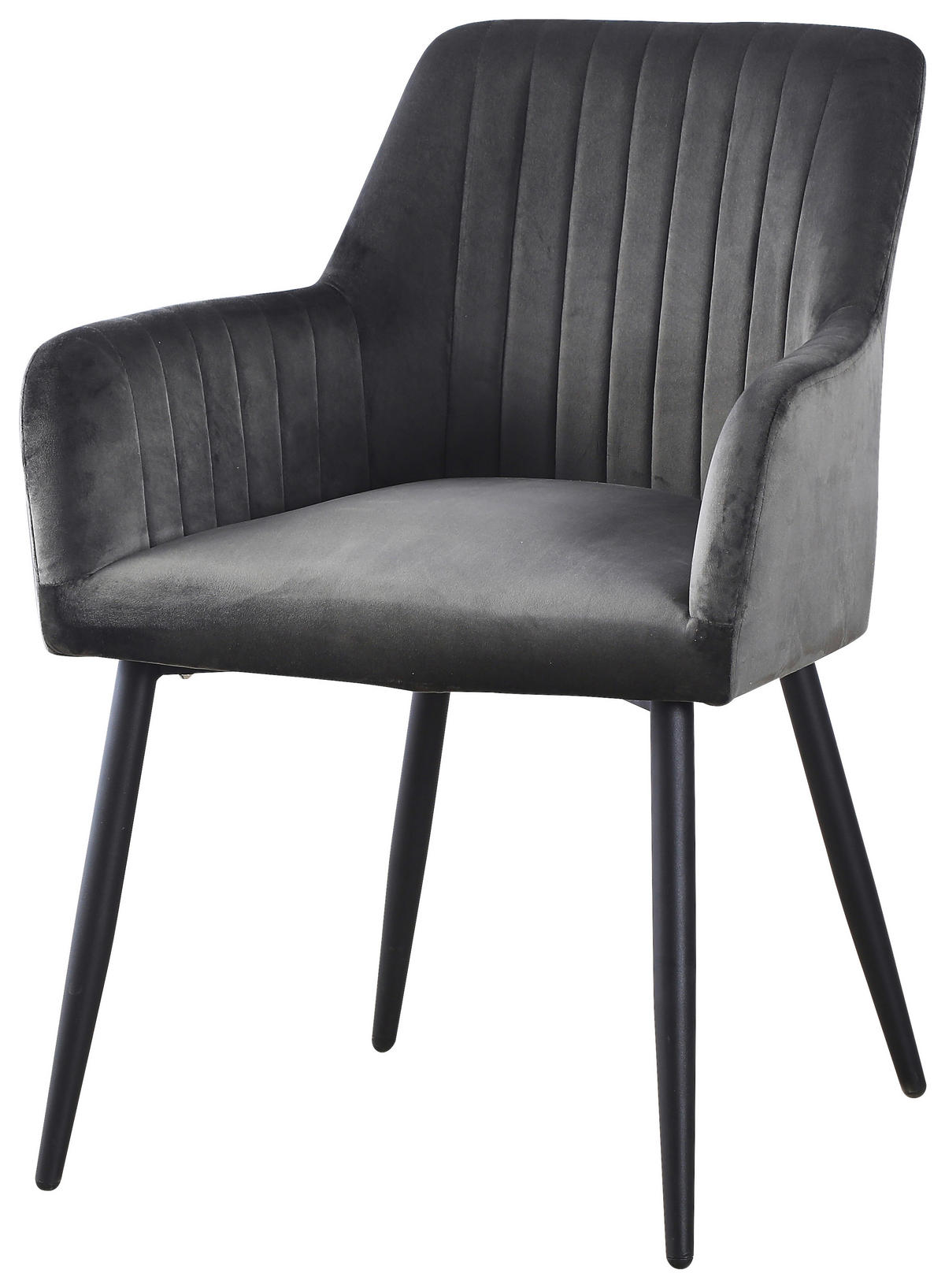 ARMLEHNSTUHL  in Eisen Samt  - Schwarz/Grau, MODERN, Holz/Textil (63/85/63cm) - MID.YOU