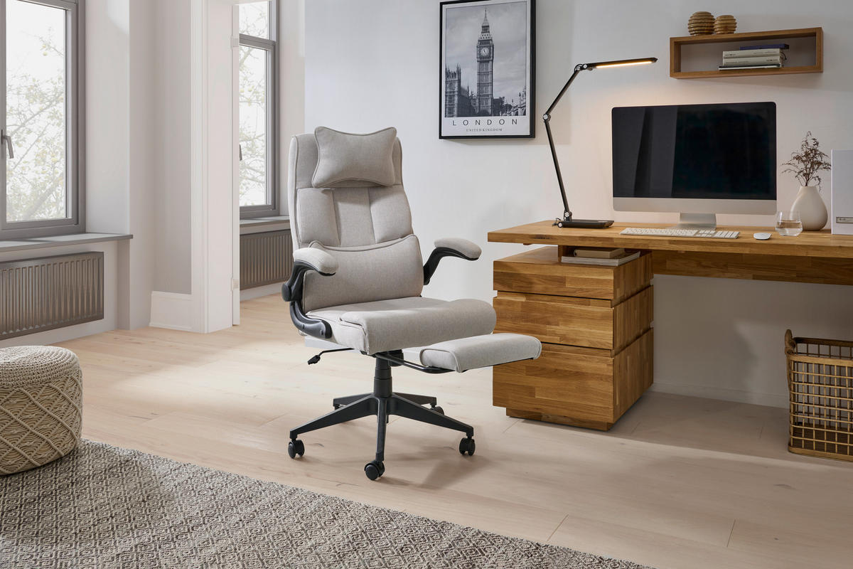 CHEFSESSEL  in Webstoff Creme  - Creme/Schwarz, MODERN, Kunststoff/Textil (62/112-122/65cm) - MID.YOU