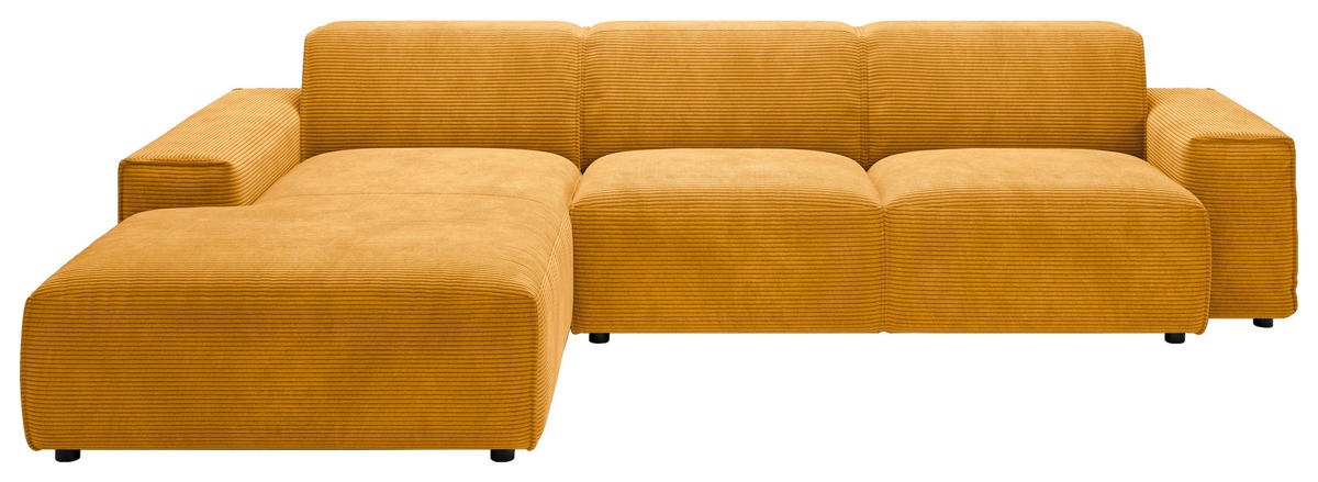 ECKSOFA 9125 Goldfarben, Gelb Cord  - Gelb/Goldfarben, Design, Kunststoff/Textil (189/300cm) - Pure Home Lifestyle