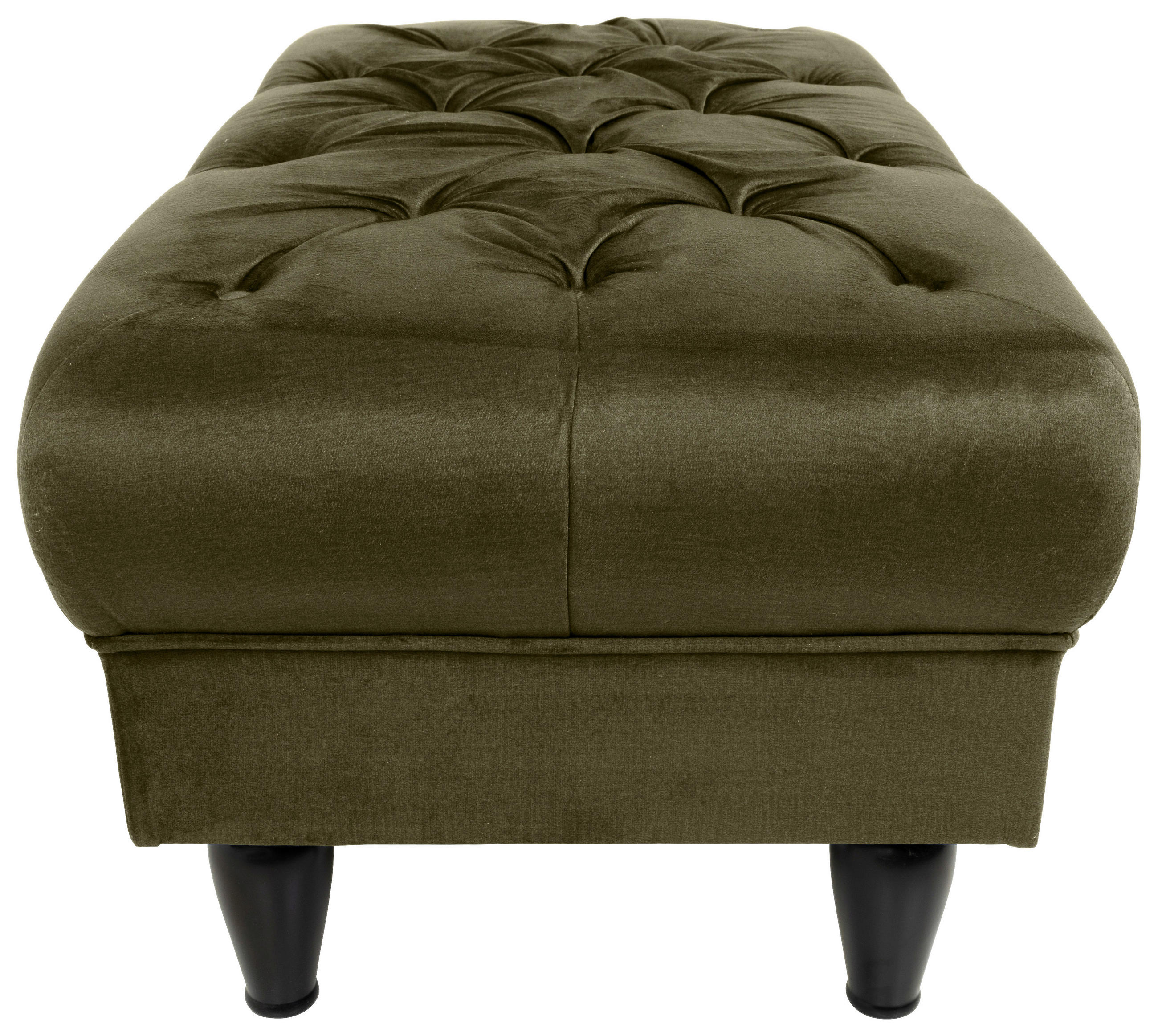 HOCKER Velours Olivgrün  - Schwarz/Olivgrün, Design, Holz/Textil (110/44/56cm) - MID.YOU