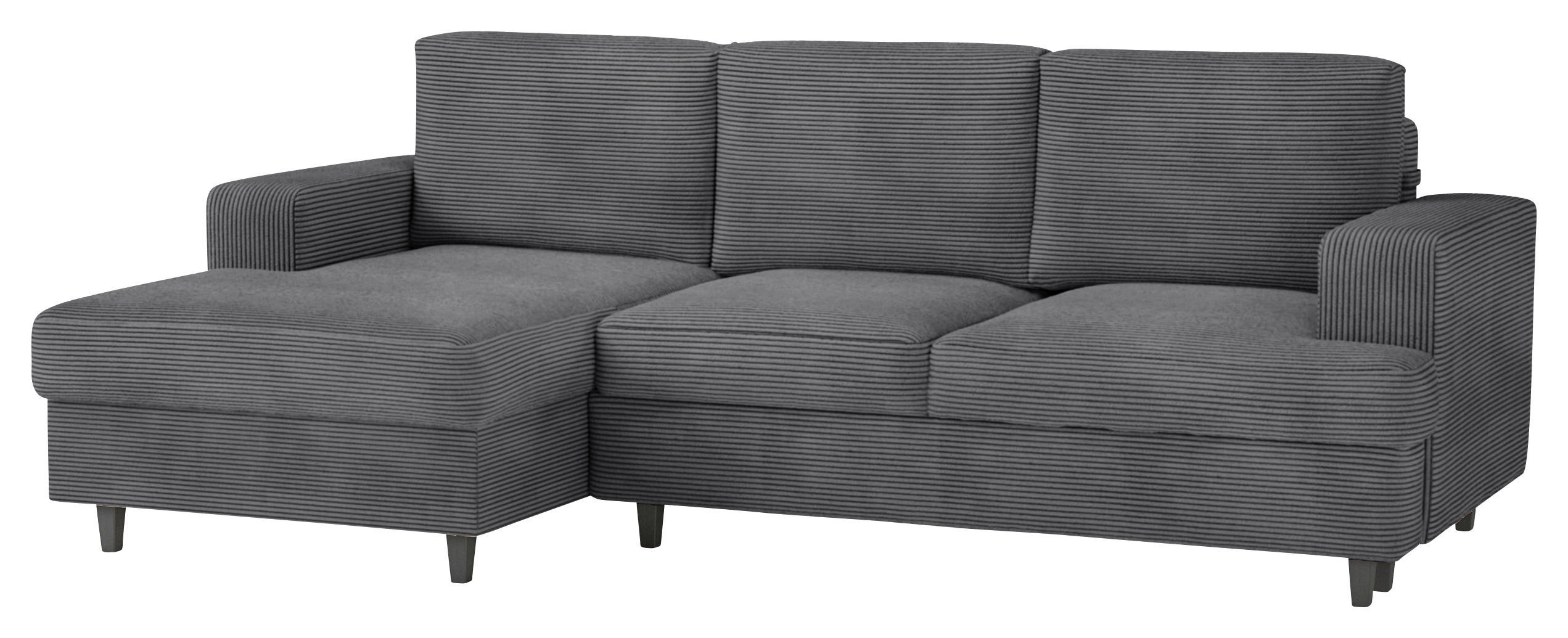 ECKSOFA  in Cord, Velours Dunkelgrau  140/247 cm  - Dunkelgrau/Schwarz, Design, Holz/Textil (140/247cm) - MID.YOU