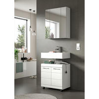 BADEZIMMER 2-teilig  in 60 cm  - Weiß Hochglanz/Silberfarben, Trend, Glas/Holzwerkstoff (60cm) - MID.YOU