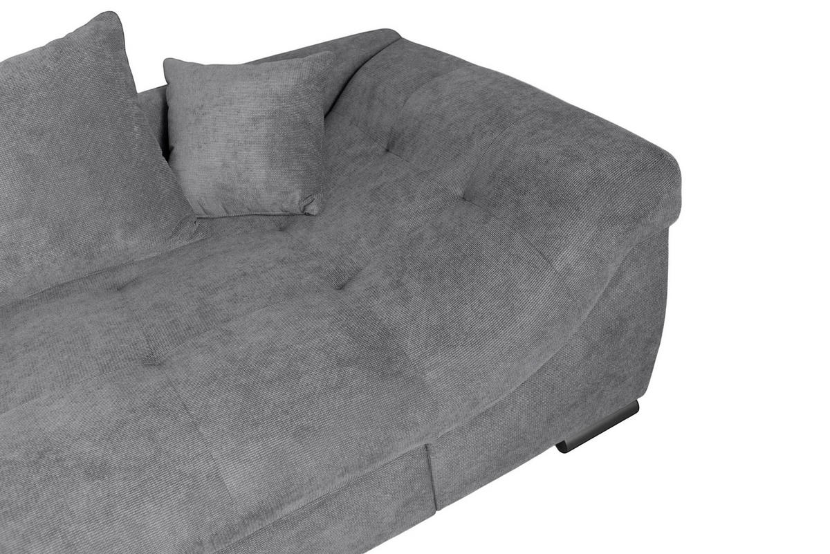 ECKSOFA ATLANTA Dunkelgrau Struktur Liegefläche im Originalstoff  - Dunkelgrau/Schwarz, Design, Textil/Metall (202/298cm) - MID.YOU