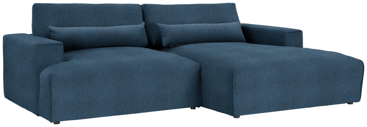 ECKSOFA Chenille Blau  - Blau/Schwarz, Design, Kunststoff/Textil (267/187cm) - Stylife