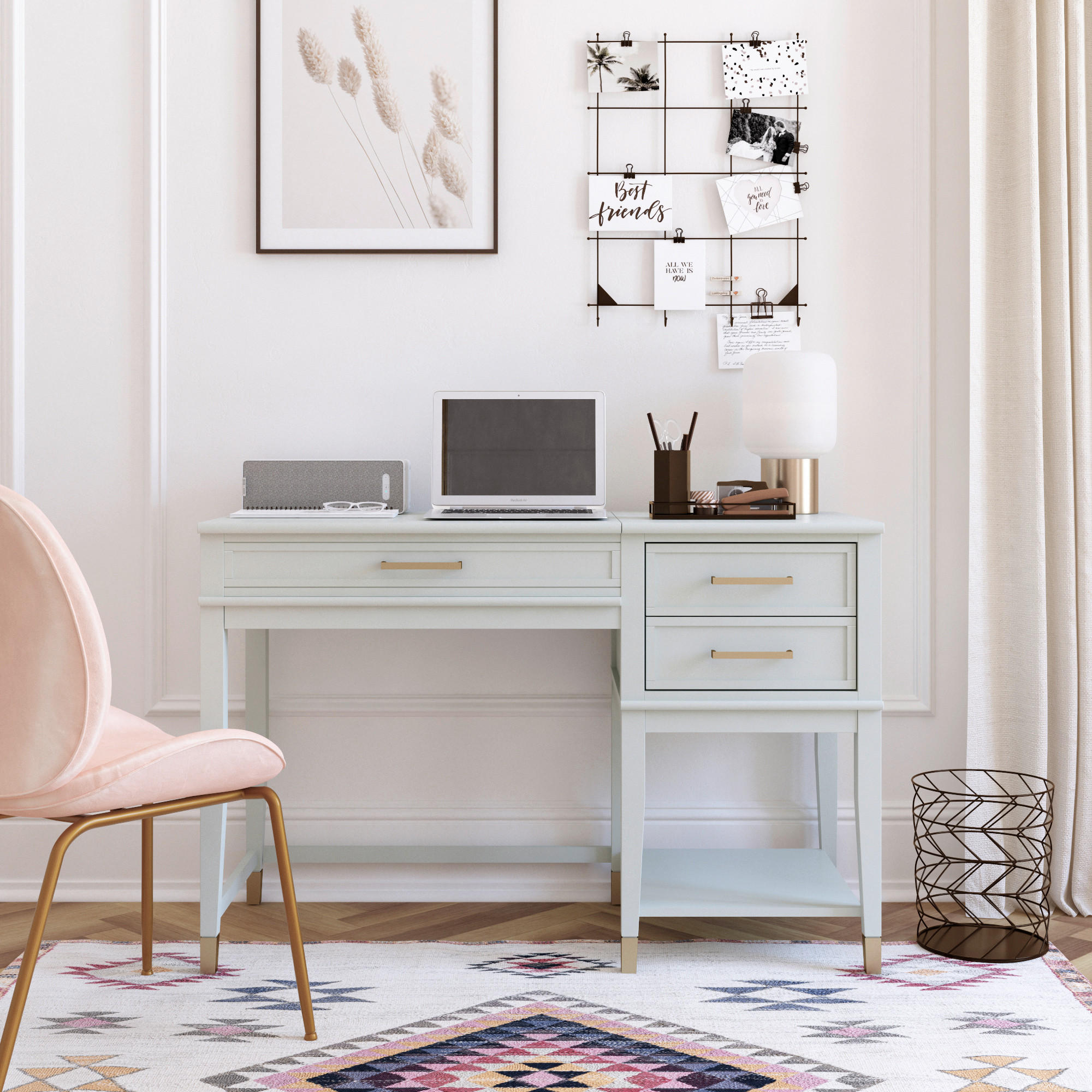 SCHREIBTISCH 115/49/77 cm  in Grün  - Messingfarben/Grün, Design, Holzwerkstoff/Metall (115/49/77cm) - MID.YOU