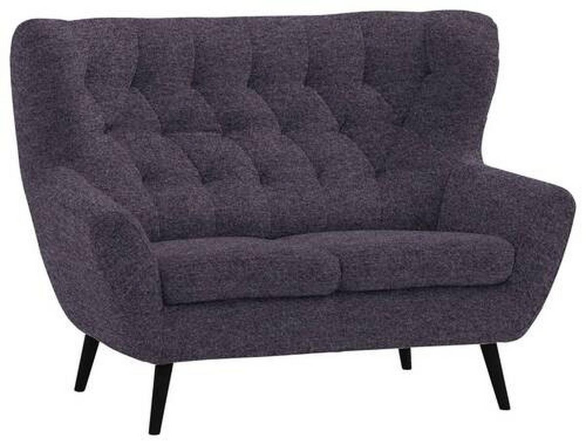 2-SITZER-SOFA in Flachgewebe Blau  - Blau/Schwarz, Design, Holz/Textil (137/101/95cm) - Stylife