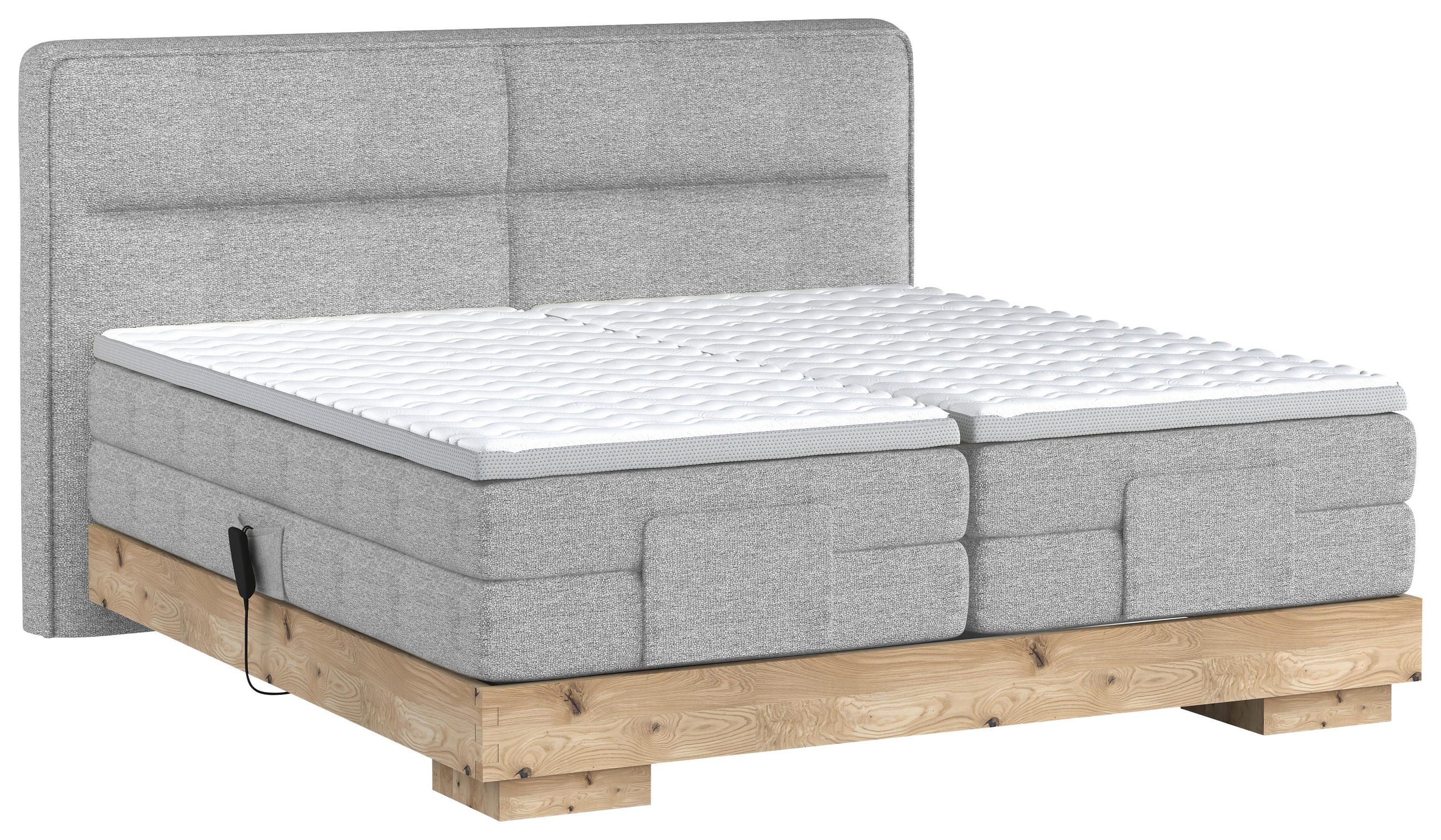BOXSPRINGBETT 180/200 cm  in Eichefarben, Hellgrau  - Eichefarben/Hellgrau, Natur, Holz/Textil (180/200cm) - Valnatura