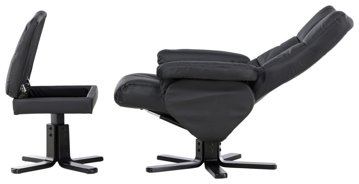 RELAXSESSELSET Lederlook (vegan)    - Schwarz, Design, Textil/Metall (78/101/90cm) - Livetastic