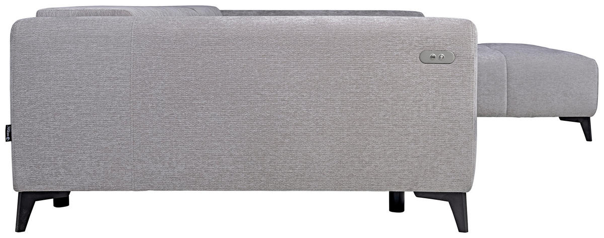 ECKSOFA Silberfarben Chenille  - Silberfarben/Schwarz, KONVENTIONELL, Kunststoff/Textil (279/222cm) - Hom`in