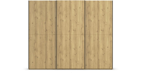 SCHWEBETÜRENSCHRANK 270/223/68 cm 3-türig Eichefarben  - Eichefarben/Schwarz, Design, Holz/Holzwerkstoff (270/223/68cm) - Novel