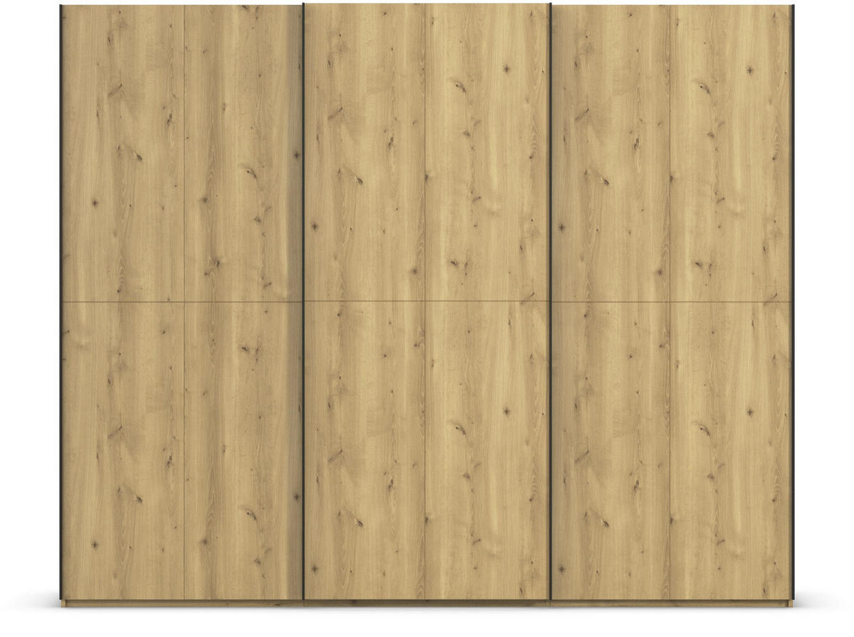 SCHWEBETÜRENSCHRANK 270/223/68 cm 3-türig Eichefarben  - Eichefarben/Schwarz, Design, Holz/Holzwerkstoff (270/223/68cm) - Novel