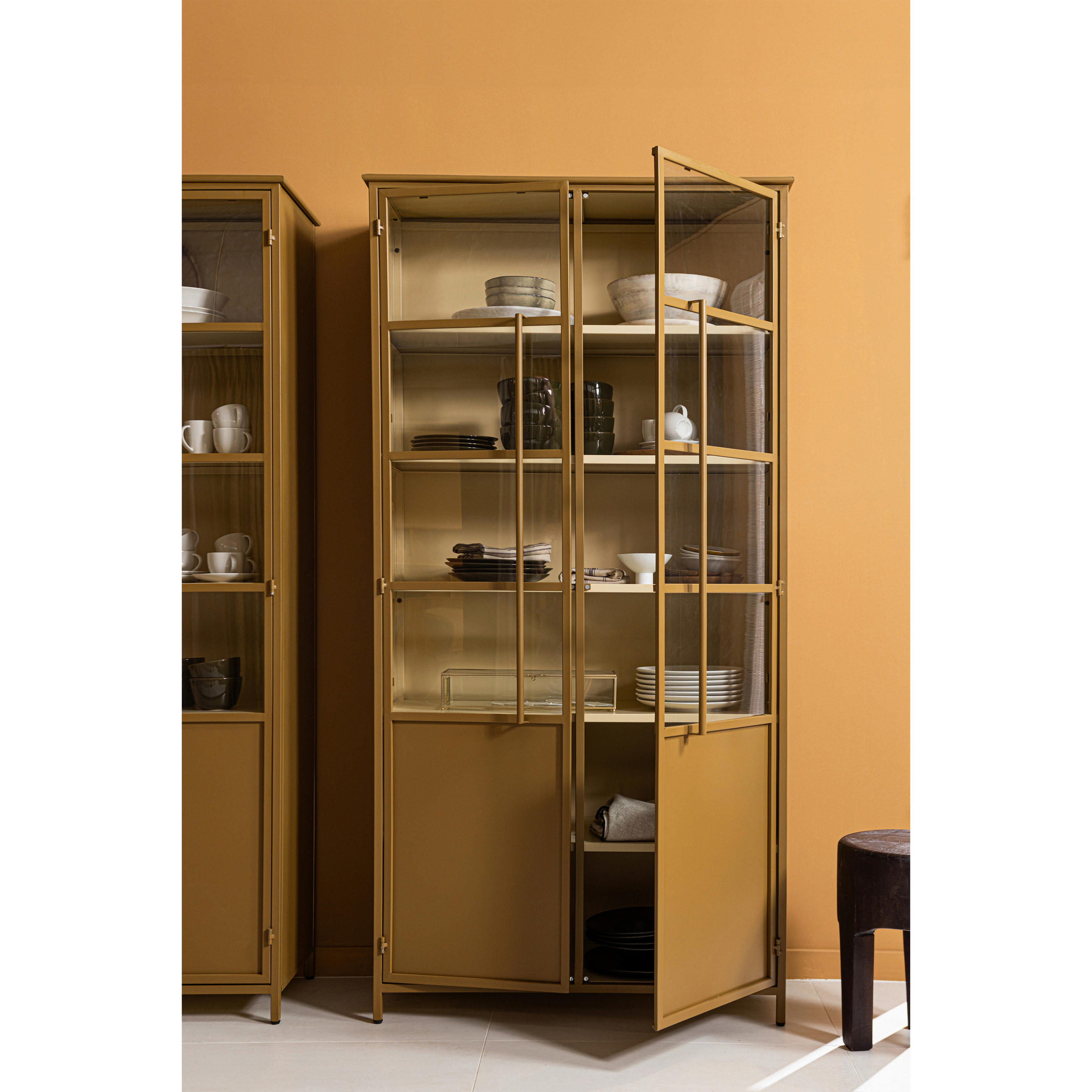 VITRINE  in Honig  - Honig, Design, Glas/Metall (96/200/40cm) - Livetastic