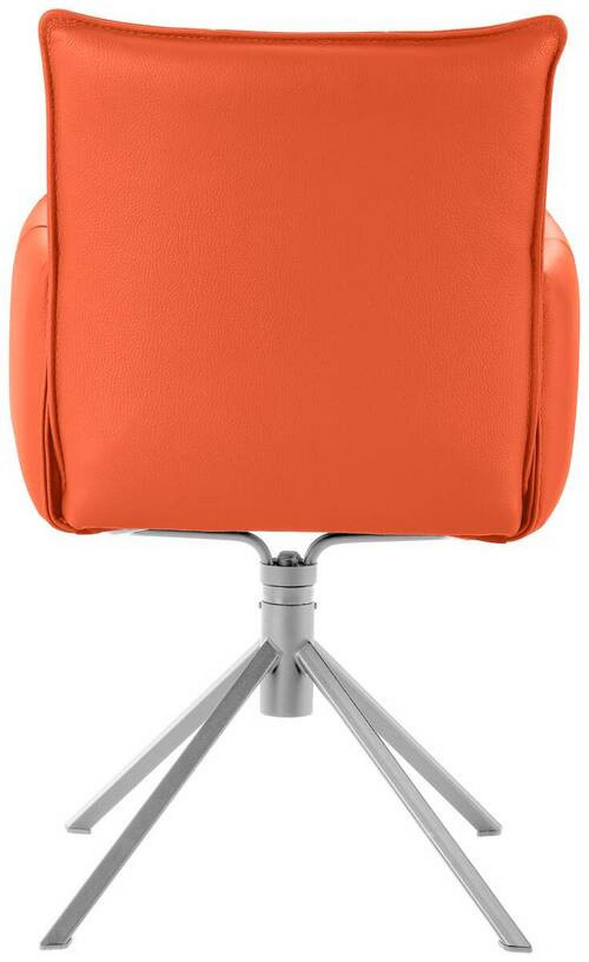 ARMLEHNSTUHL  in Echtleder pigmentiert  - Edelstahlfarben/Orange, Design, Leder/Metall (55/85/65cm) - Valnatura
