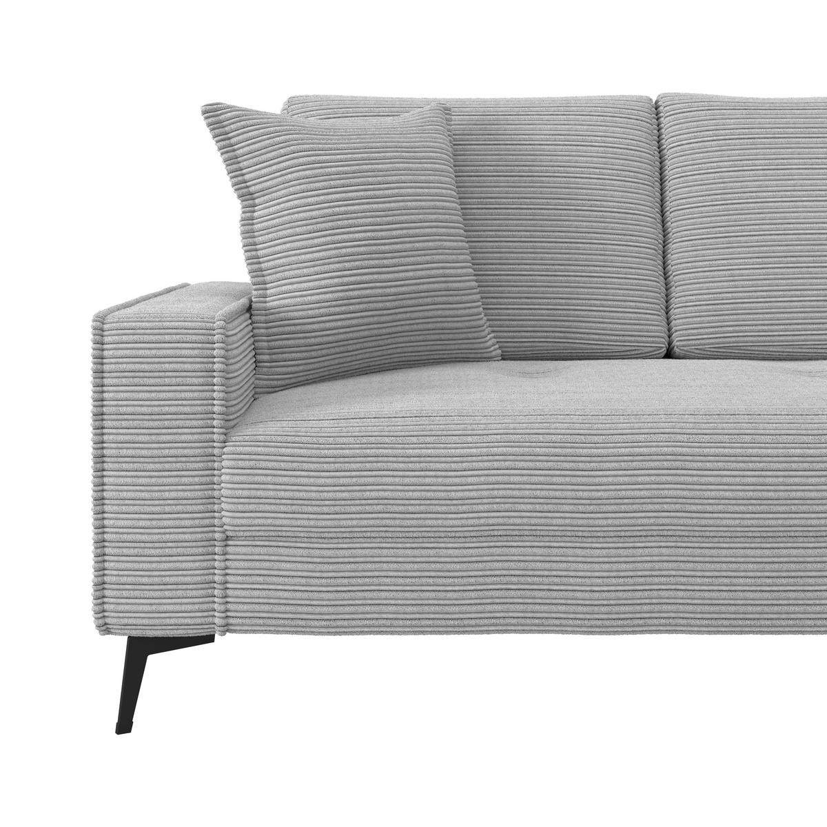 ECKSOFA ZERO Hellgrau Cord Zierkissen, Rückenkissen  - Hellgrau/Schwarz, Trend, Textil/Metall (286/173cm) - Livetastic