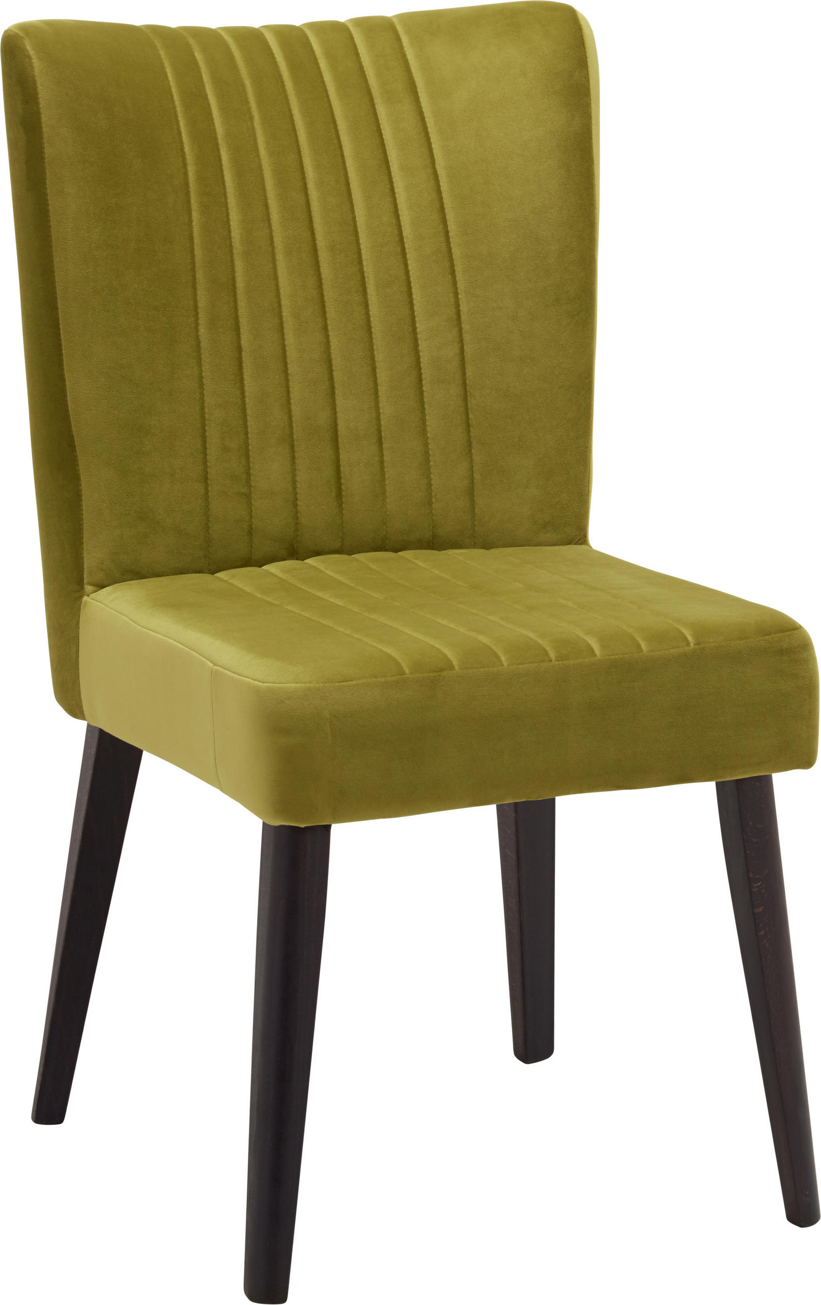 Stuhl in Holz, Textil Grün, Dunkelbraun