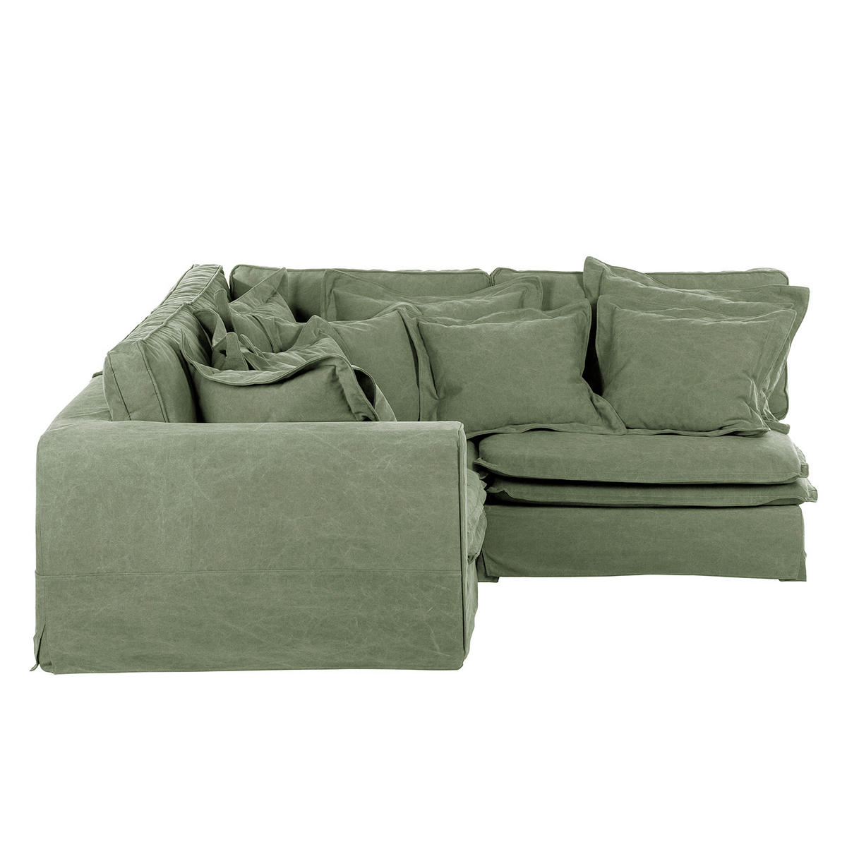 ECKSOFA STELLA in Webstoff Olivgrün Zierkissen, Rückenkissen  222/238 cm  - Schwarz/Olivgrün, Design, Kunststoff/Textil (222/238cm) - P & B