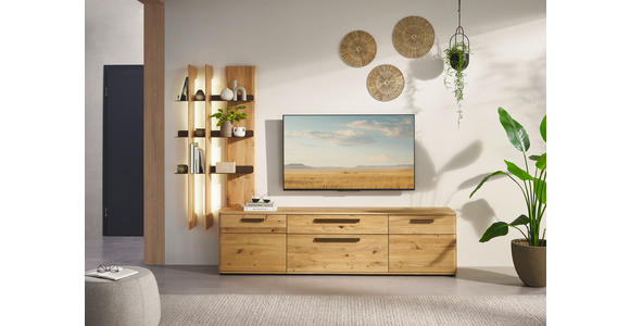 LOWBOARD Wildeiche  211,9/55,8/45,2 cm  - Wildeiche/Schwarz, Natur, Holz/Kunststoff (211,9/55,8/45,2cm) - Valnatura