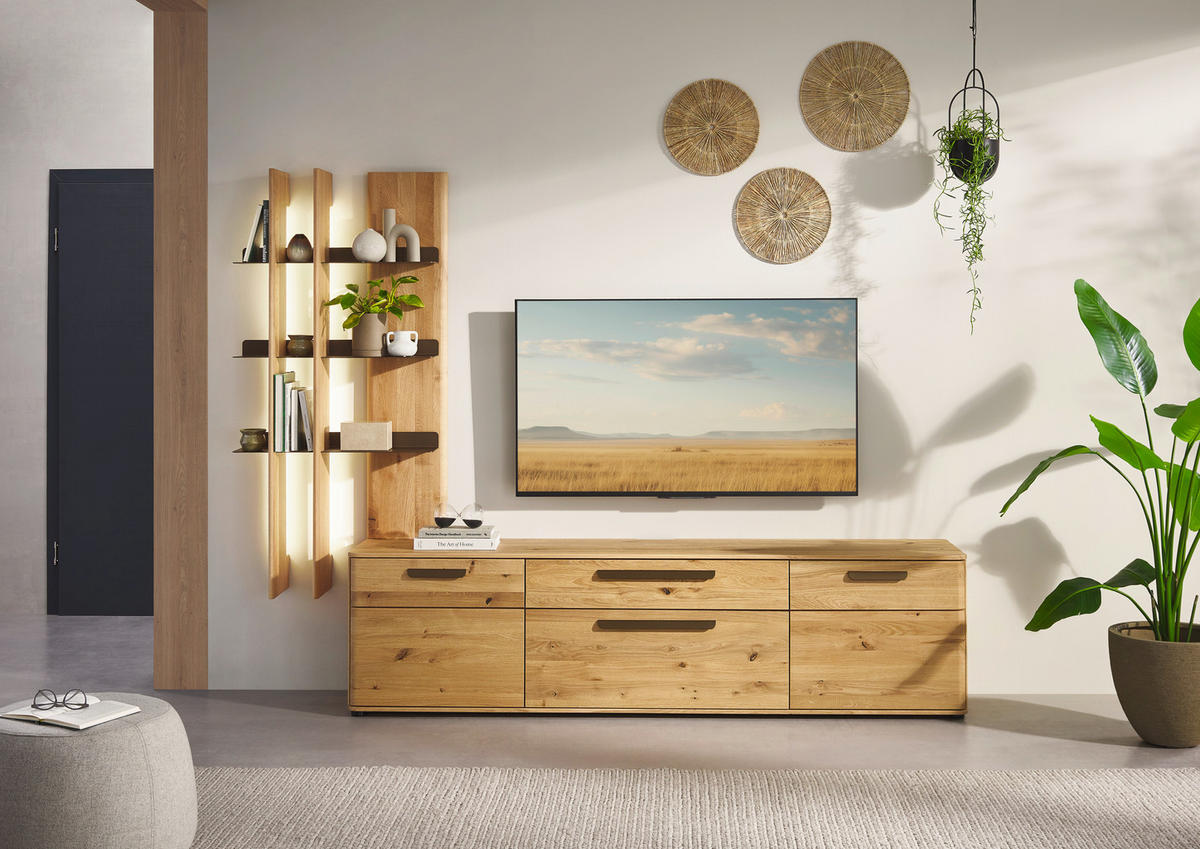 LOWBOARD Wildeiche  211,9/55,8/45,2 cm  - Wildeiche/Schwarz, Natur, Holz/Kunststoff (211,9/55,8/45,2cm) - Valnatura