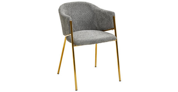 ARMLEHNSTUHL  Stoffauswahl, Typenauswahl, inklusive Armlehnen Bouclé  - Goldfarben/Grau, Design, Textil/Metall (53/78/61cm) - Ambia Home